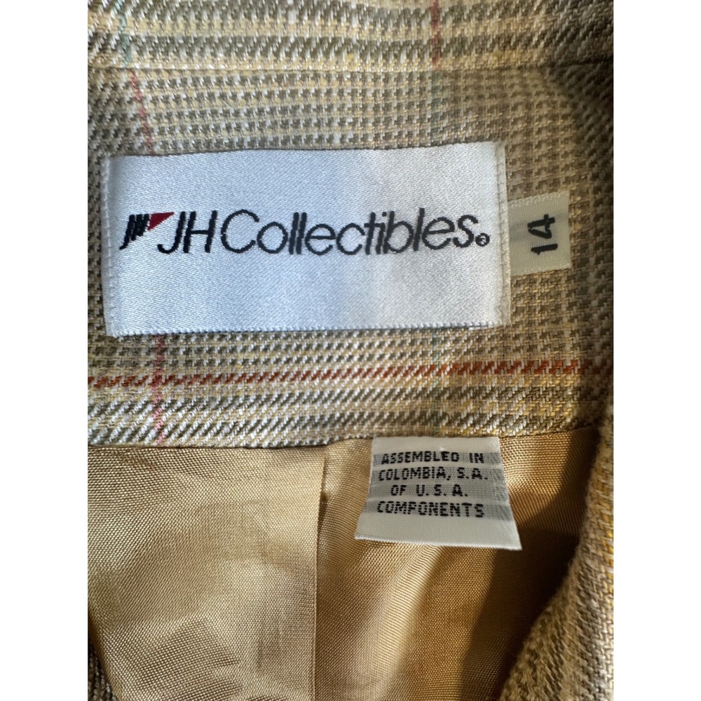 Vintage JH Collectibles Plaid Suit Set Women's Size 14 Blazer & Shorts Belt 90s - Picture 3 of 15